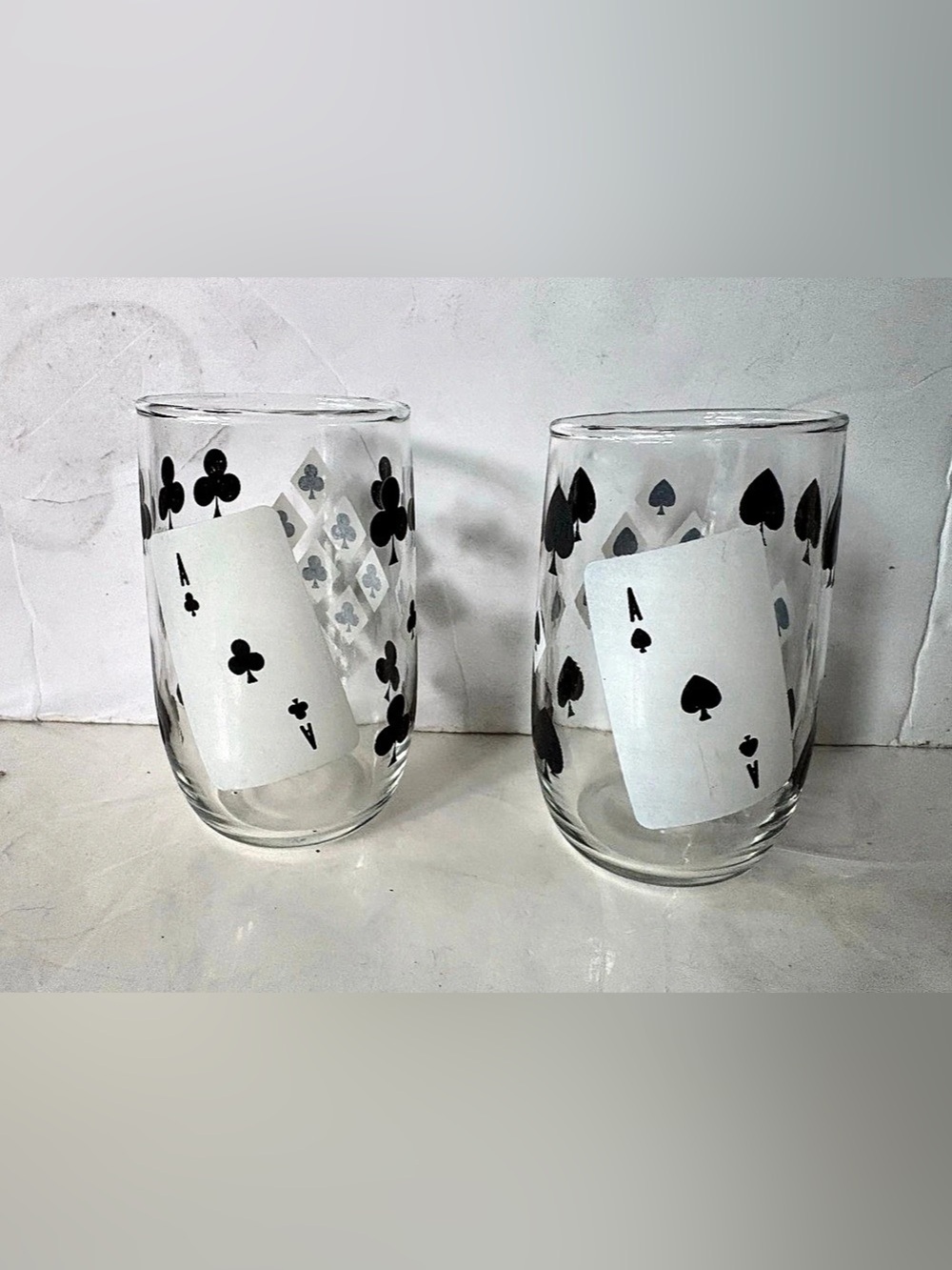 Playing Card Drinking Glasses Games Glasses Ace Of Spades Ace Of Clubs